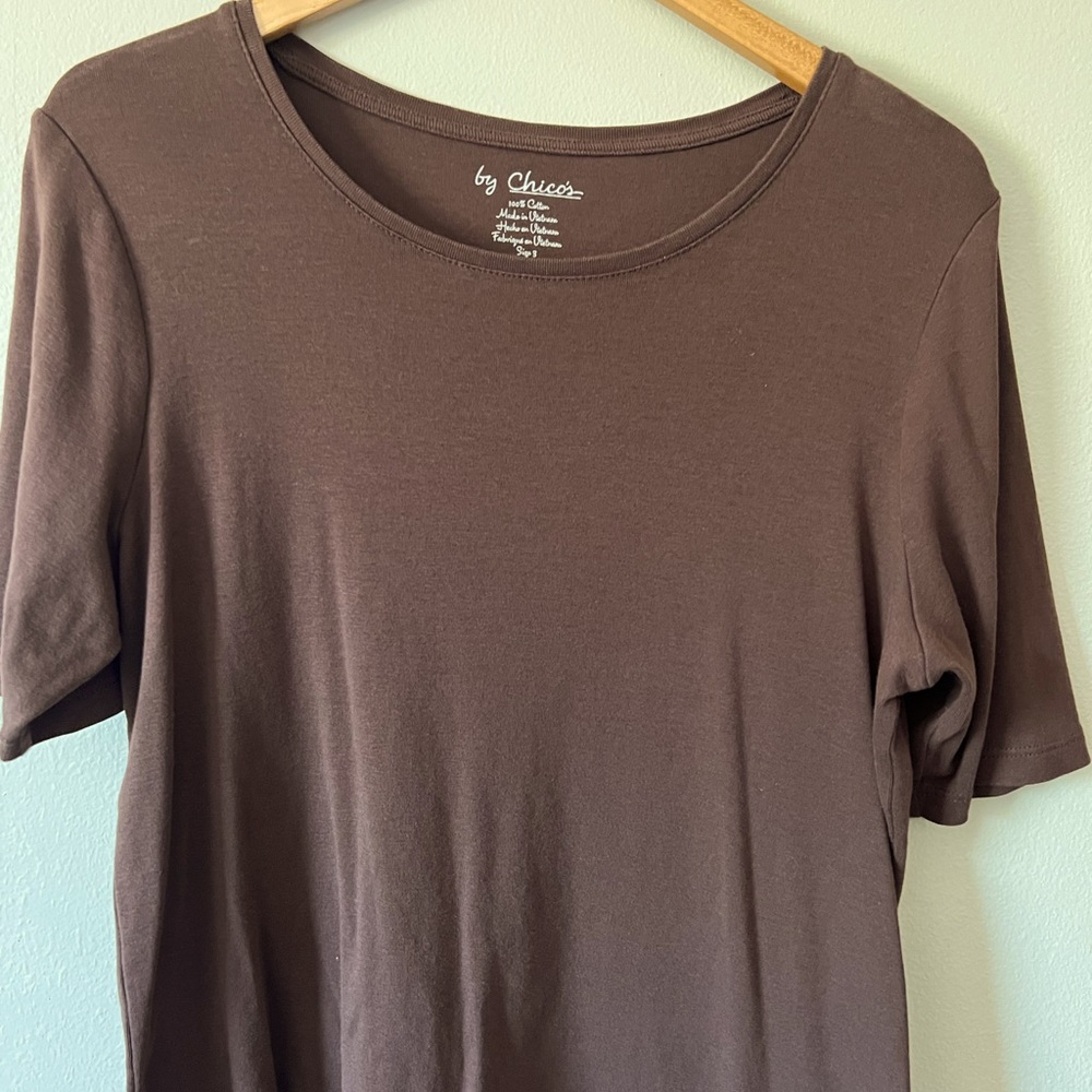 Chico’s All Cotton Autumn Brown Top EUC Size 3 - XL